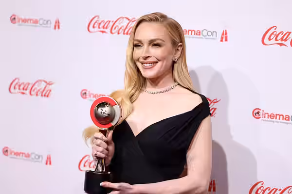 Lindsay Lohan on the red carpet at the Big Screen Achievement Awards at the 2025 CinemaCon at The Colosseum Theater at Caesars Palace in Las Vegas, Nevada. Plea