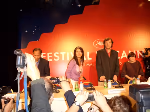 Festival de Cannes 2005. From left to right: John Woo, Salma Hayek, Emir Kusturica and Agnès Varda.