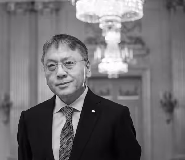 Kazuo Ishiguro in the Stockholm Stock Exchange during the Swedish Academy's press conference on December 6, 2017.