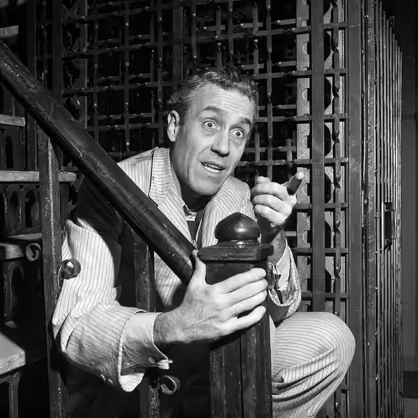 Actor Jason Robards posing in scene from Eugene O'Neill's play Hughie in Los Angeles (1965)