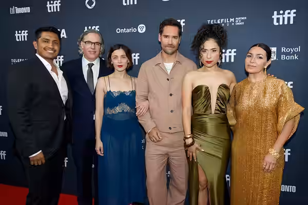 Cast and crew at the 2024 Toronto International Film Festival (TIFF) for the movie Pedro Páramo. From left to right: Tenoch Huerta, Rodrigo Prieto, Ilse Salas, 