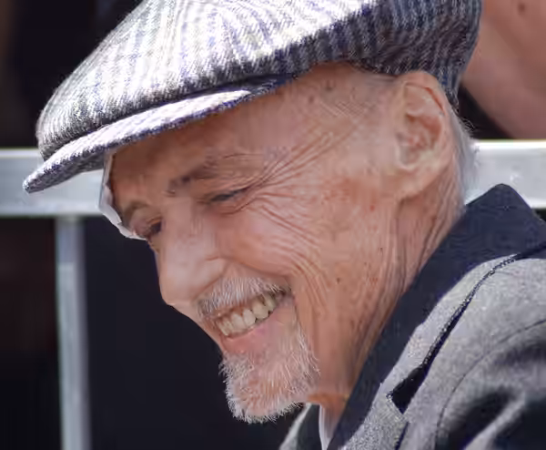 Dennis Hopper at a ceremony to receive a star on the Hollywood Walk of Fame, 2 months before his death. (2010)