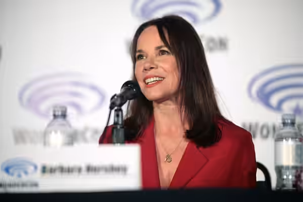 Barbara Hershey speaking at the 2016 Wondercon, for "Damien", at the Los Angeles Convention Center in Los Angeles, California. Please attribute to Gage Skidmore