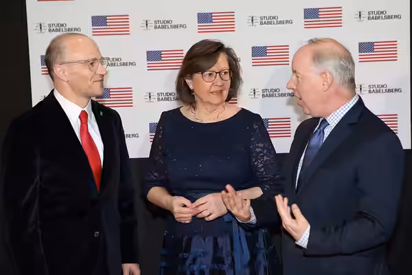 L to R: David Zellner, Michelle Logsdon, and Kent Logsdon, Berlinale Reception 2018