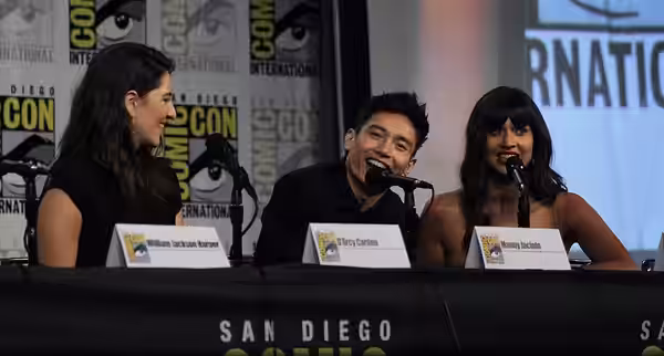 Cast and crew of NBC's 'The Good Place' discuss the show in the Indigo Ballroom at the San Diego Hilton Bayfront Hotel during San Diego Comic Con on July 21, 20 (2018)