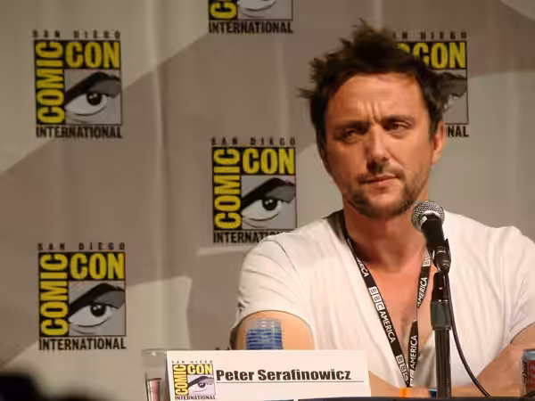 Peter Serafinowicz at the July 22, 2010 Look Around You Comic-Con panel.