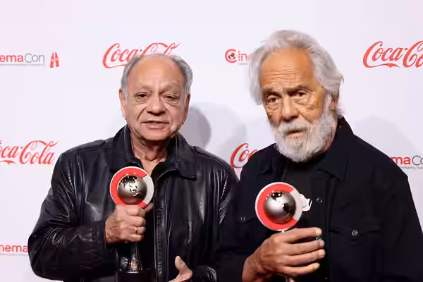 Cheech Marin and Tommy Chong on the red carpet at the Big Screen Achievement Awards at the 2025 CinemaCon at The Colosseum Theater at Caesars Palace in Las Vega