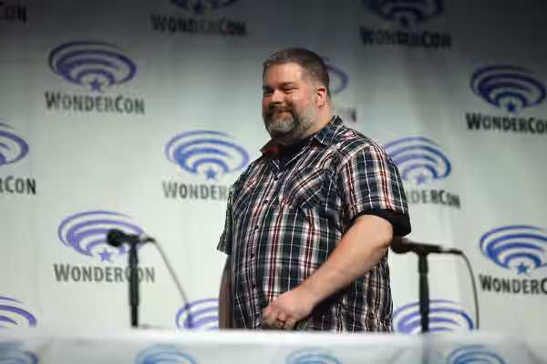 Jay Baruchel speaking at the 2014 WonderCon, for "How to Train Your Dragon 2", at the Anaheim Convention Center in Anaheim, California.