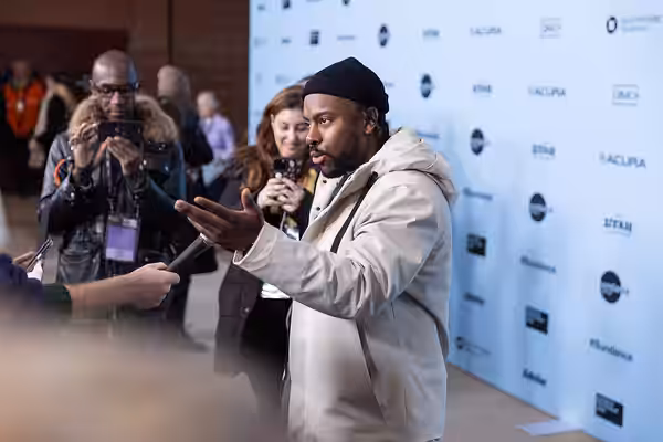 Akemnji Ndifornyen at the 2025 Sundance Film Festival premiere of "Ballad of Wallis Island"
