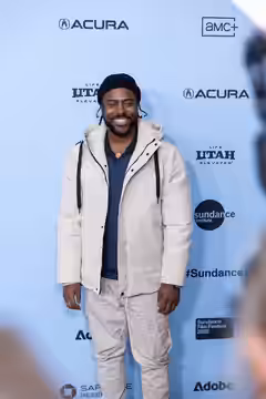 Akemnji Ndifornyen at the 2025 Sundance Film Festival premiere of "Ballad of Wallis Island"