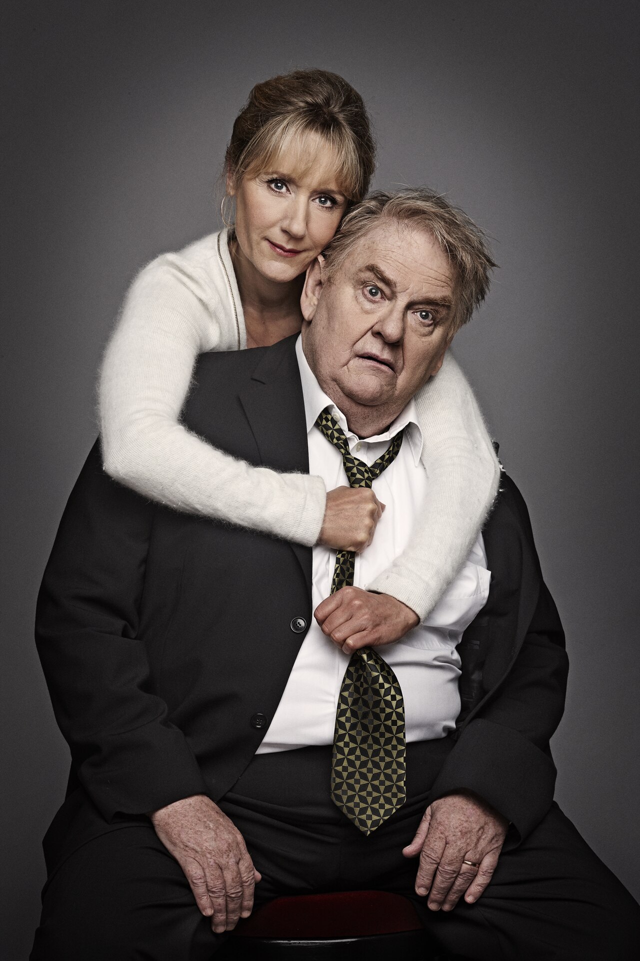Ole Thestrup and Anette Støvelbæk in the Copenhagen theater Folketeatret's production of the play "Min far" (Le Père) by Florian Zeller. (2015)