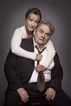 Ole Thestrup and Anette Støvelbæk in the Copenhagen theater Folketeatret's production of the play "Min far" (Le Père) by Florian Zeller. (2015)