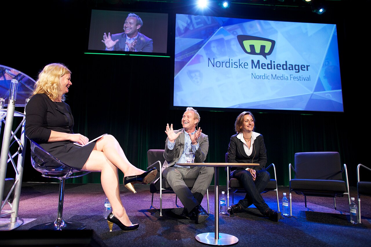 Bergen, 20110513. Nordiske Mediedager, fredag. Anne Lindmo, Adam Price , Camilla Hammerich. Foto: Eirik Helland Urke