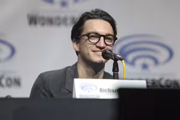 Richard Harmon speaking at the 2016 WonderCon, for "The 100", at the Los Angeles Convention Center in Los Angeles, California. Please attribute to Gage Skidmore