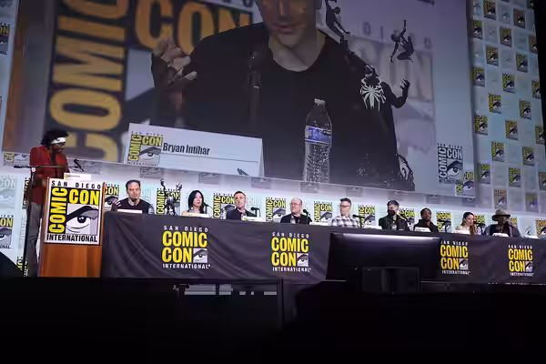 Dorian Parks, Bryan Intihar, Jacinda Chew, Jon Paquette, Ryan Smith, Bill Rosemann, Yuri Lowenthal, Nadji Jeter, Laura Bailey and Tony Todd speaking at the 2023