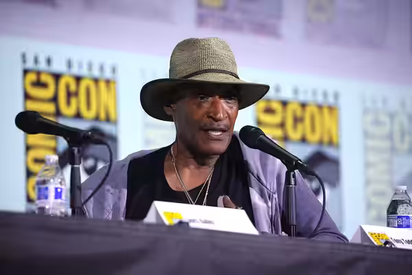 Tony Todd speaking at the 2023 San Diego Comic Con International, for "Marvel's Spider-Man 2: Symbiotic Relationships", at the San Diego Convention Center in Sa