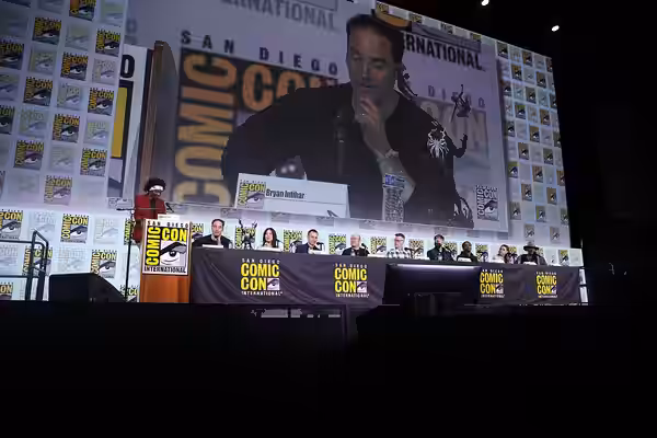 Dorian Parks, Bryan Intihar, Jacinda Chew, Jon Paquette, Ryan Smith, Bill Rosemann, Yuri Lowenthal, Nadji Jeter, Laura Bailey and Tony Todd speaking at the 2023
