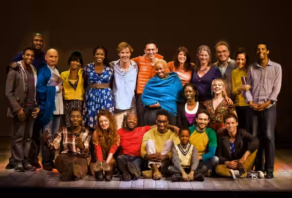 The cast of The Children's Monologuestop row: L to R unknown, Nonso Anozie, Sir Ben Kingsley, Jenny Jules, Wunmi Mosaku, Benedict Cumberbatch, Tom Hiddleston, u (2010)