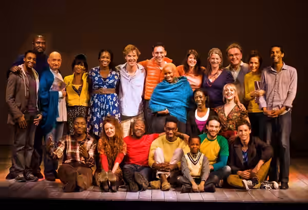 The cast of The Children's Monologues, with Director Danny Boyle at The Old Vic on Sunday 14th November 2010. Fourth from left Wunmi Mosaku