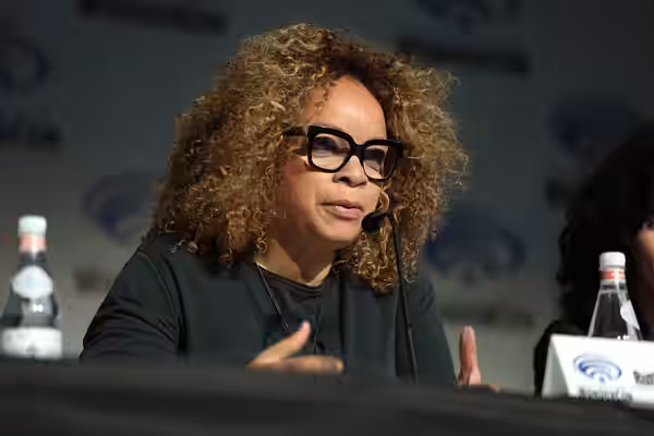 Ruth Carter speaking at the 2018 WonderCon at the Anaheim Convention Center in Anaheim, California. Please attribute to Gage Skidmore if used elsewhere.