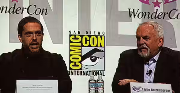 Director Lee Unkrich and actor John Ratzenberger participating in the Toy Story 3 panel at WonderCon 2010.