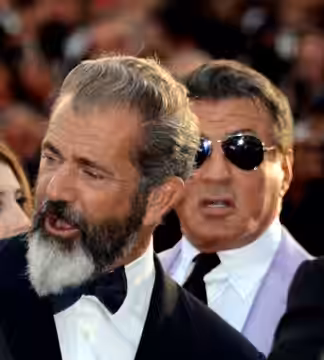 Mel Gibson and Sylvester Stallone at the Cannes Film festival (2014)