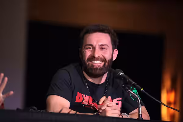Miko Hughes speaking with attendees at the 2023 Mad Monster Arizona Party at the Renaissance Phoenix Glendale Hotel &amp; Spa in Glendale, Arizona. Please attri