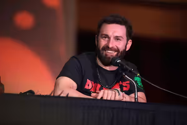 Miko Hughes speaking with attendees at the 2023 Mad Monster Arizona Party at the Renaissance Phoenix Glendale Hotel &amp; Spa in Glendale, Arizona. Please attri
