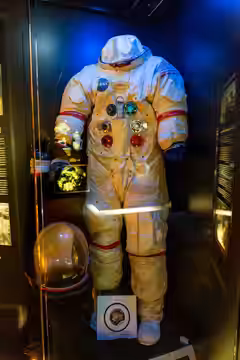 Jim Lovell's Apollo 13 spacesuit on display at the Cosmosphere in Hutchinson, Kansas. (2018)