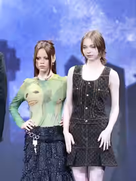 Jenna Ortega and Emma Myers at a press for Wednesday (season 2) in South Korea, 2025