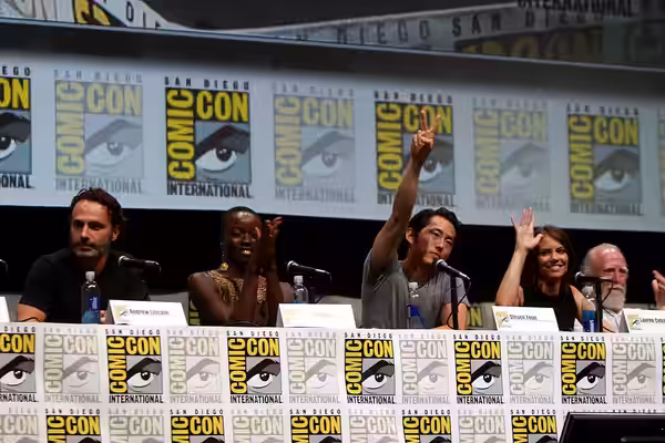 Andrew Lincoln, Danai Gurira, Steven Yeun, Lauren Cohan and Scott Wilson speaking at the 2013 San Diego Comic Con International, for "The Walking Dead", at the 