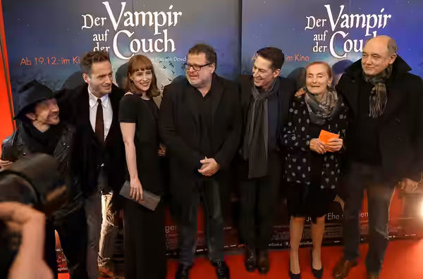 David Bennent, Dominic Oley, Cornelia Ivancan, director David Rühm, Tobias Moretti, Erni Mangold and Karl Fischer (l.t.r.) at the premiere of the movie Therapy  (2014)