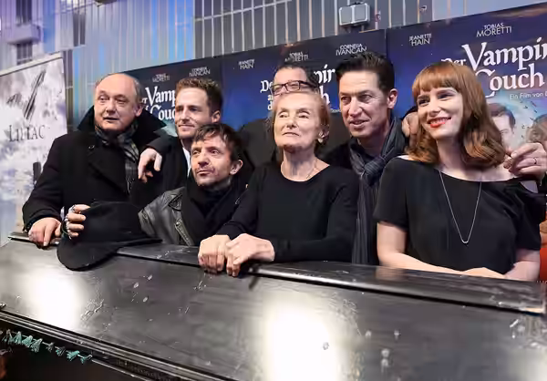 Karl Fischer, Dominic Oley, David Bennent, director David Rühm, Erni Mangold, Tobias Moretti and Cornelia Ivancan (l.t.r.) at the premiere of the movie Therapy  (2014)