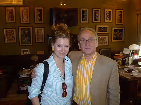 Mirjana Jokovic with Anatoliy Smelyanskiy, Director of the Moscow Art Theater School, in his office, June 24, 2010.