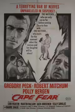 Poster for the 1962 American noir psychological thriller film Cape Fear.