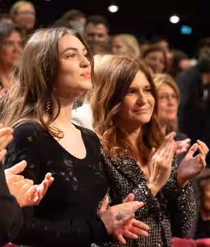 Actress Anamaria Vartolomei and director Jessica Palud at the Cannes 2024 World Premiere of Being Maria (original title: Maria)