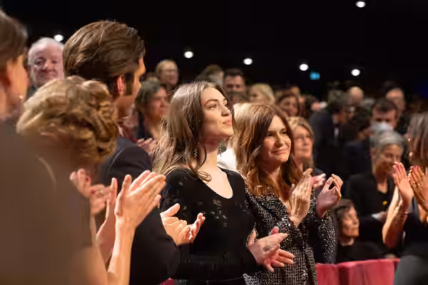 Actress Anamaria Vartolomei and director Jessica Palud at the Cannes 2024 World Premiere of Being Maria (original title: Maria)