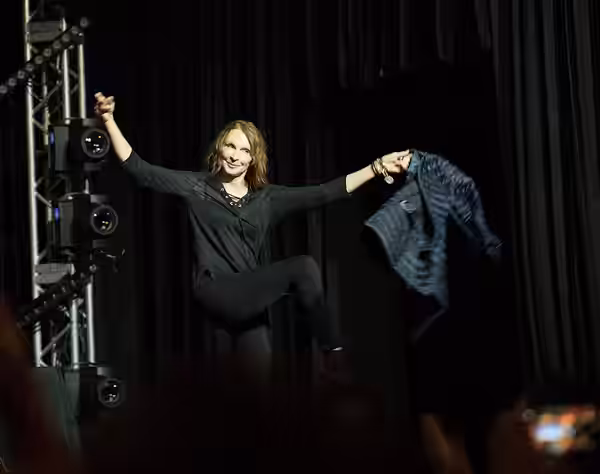 Beverly Crusher briefly takes control of the Enterprise during the Nex Gen episode "Descent" and as a prank had the set team dress the bridge in pictures of Wes (2017)