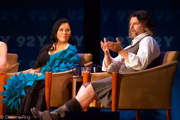 Author Diana Gabaldon and showrunner Ronald D. Moore at 92nd Street Y for the New York premiere of the first season of the TV series Outlander, which is based o (2014)