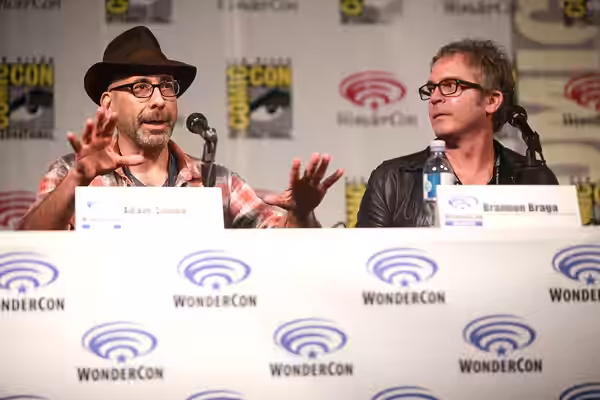 Brannon Braga speaking at the 2014 WonderCon, for "Salem", at the Anaheim Convention Center in Anaheim, California. Please attribute to Gage Skidmore if used el