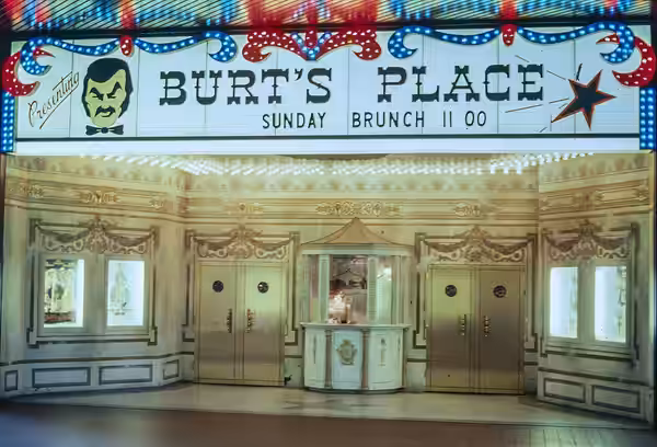Burt's Place, owned by Burt Reynolds in 1978 in the Omni International complex, Atlanta. Duplicated slide.
