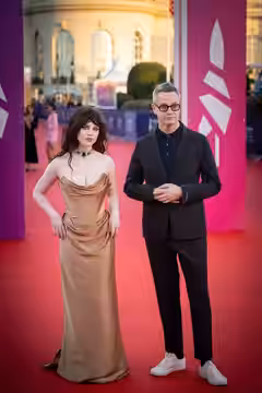 Nicolas Winding Refn and Sophie Thatcher at Deauville film festival for Her Private Hell (2026)