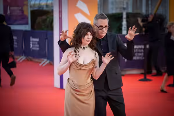 Nicolas Winding Refn and Sophie Thatcher at Deauville film festival 2026 for Her Private Hell