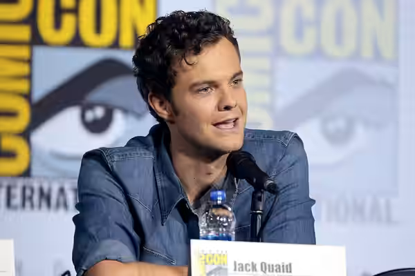 Jack Quaid speaking at the 2019 San Diego Comic Con International, for "Star Trek: Lower Decks", at the San Diego Convention Center in San Diego, California. Pl