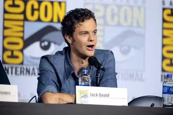 Jack Quaid speaking at the 2019 San Diego Comic Con International, for "Star Trek: Lower Decks", at the San Diego Convention Center in San Diego, California. Pl
