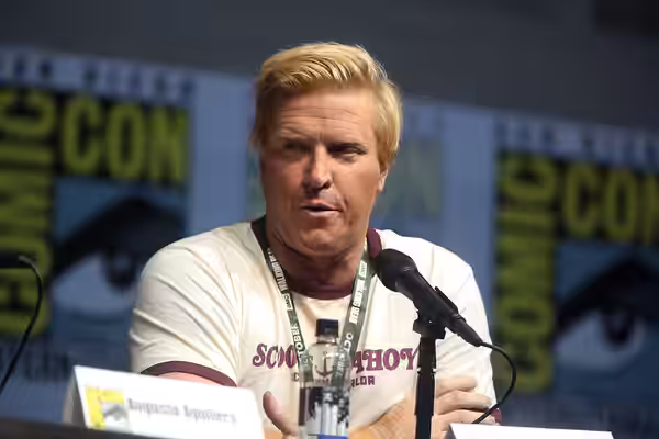 Jake Busey speaking at the 2018 San Diego Comic Con International, for "The Predator", at the San Diego Convention Center in San Diego, California. Please attri