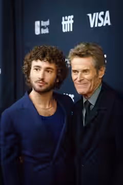 Gabriel LaBelle and Willem Dafoe at the 2024 Toronto International Film Festival (TIFF) for the movie SATURDAY NIGHT.