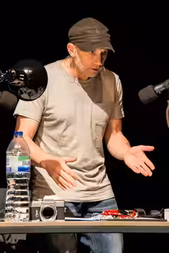 Simon McBurney in "The Encounter" (Théâtre de Complicité), World Premiere at the Edinburgh International Festival, August 2015