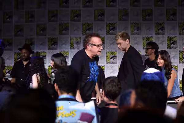 Victor Dandridge, Kelly Arjen, Lulu Jovovich, Tom Arnold, Mark Pellegrino, Luke Edwards and Charlene Amoia speaking at the 2023 San Diego Comic Con Internationa