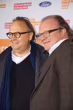 Verleiher Christoph Ott (NFP) mit Produzent Stefan Arndt (X FIlme) beim NRW Kinoprogrammpreis, November 2016, Köln.